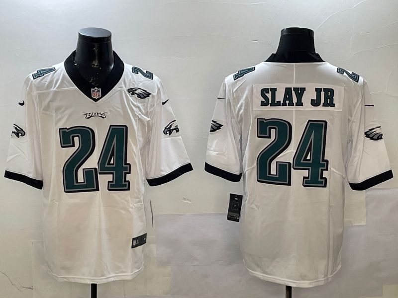 Men Philadelphia Eagles #24 Slay jr White Second generations 2025 Nike Vapor Limited NFL Jersey style 4
